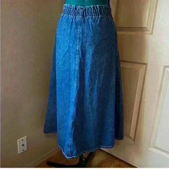 Vintage Cherokee Denim Button Up Skirt 100% cotton Blue Jeans - Picture 2 of 5